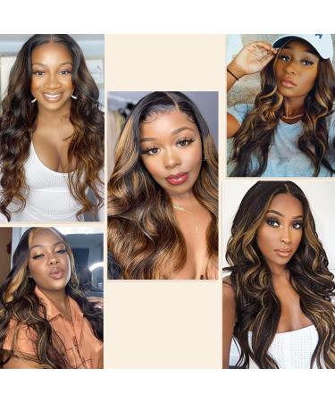 24 Inch Highlight Ombre Body Wave Lace Front Wig in FB30 Blonde | 150% Density Pre-Plucked Human Hair Wig for Women - Buy Online on GoSupps.com