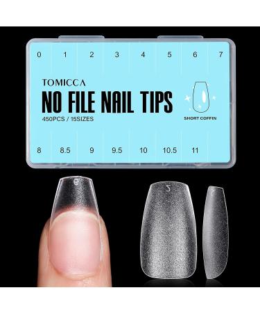Tomicca Ballerina Short Nail Tips - 450 Full Cover Soft Gel Tips Pre-shaped Matt Art Nails 15 Sizes for Geln gel - Buy Online on GoSupps.com
