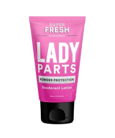 Lady Parts Feminine Hygiene Lotion For Breast, Private Parts, Crotch & Inner Thigh to Stop Odor & Chafe - Aluminum Free Deodorant For Women - No Talc or Parabens - Coconut Scent - 4oz Women’s Powder Lotion