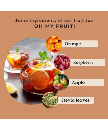 Oh My Fruit Organic Loose Leaf 100g (50 Cups) | Fruit Tea Loose with Orange Raspberry Apple Lemongrass and Real Stevia Leaf REPLANTEA - Buy Online on GoSupps.com