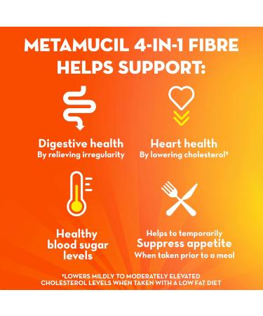 Metamucil Premium Blend 4-in-1 Daily Fibre for Digestive Health Plant-Based Psyllium Husk Powder Supplement Sugar-Free with Stevia Orange Flavored 72 Servings Orange 72 Servings (Pack of 1) - Buy Online on GoSupps.com