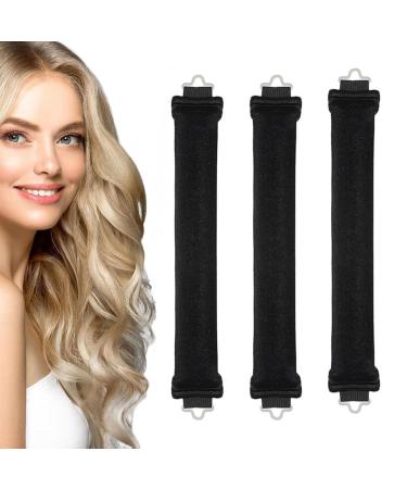 3 Pcs Heatless Curls Heatless Blowout Heatless Curlers Headband for Women Girls Overnight Curls Heatless Curlers Bun for Long & Medium Hair Sleep (Black)