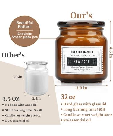 Sage Cleansing House Candle Set - 32oz Long Lasting Aromatherapy Soy Candles for Home - Stress Relief Gifts for Mom & Dad - 2 Pack - Buy Online on GoSupps.com