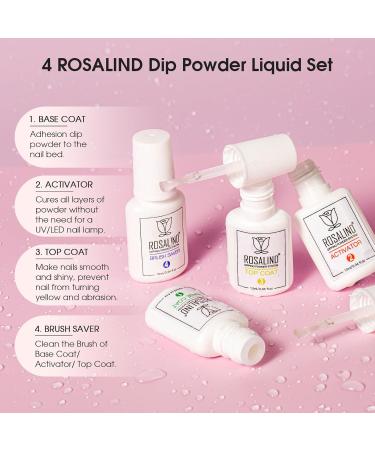 ROSALIND 13PCS Dip Nails Powder Starter Kit - 6 Colors White Pink Glitter Dip Powder Set with Base & Top Coat Brush Restorer & Activator for Stunning Manicures - Buy Online on GoSupps.com