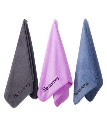 Wuwahold Microfiber Gym Towels for Exercise Fitness, Sports, Workout, 380-GSM 15-Inch x 31-Inch Bath Towels (3 Pack, Grey+Blue+Purple) Grey+blue+purple 3 Pack - Buy Online on GoSupps.com