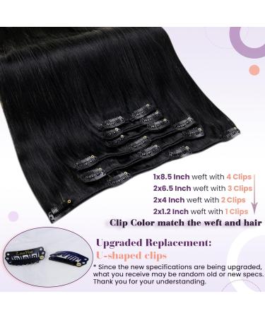 Laavoo Black Clip-In Hair Extensions - Real Hair Weft 55cm 105g 7 Pieces - Premium Quality Clip-In Extensions #1 - Buy Online on GoSupps.com