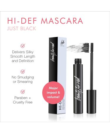 Beauty for Real Hi-Def Mascara Just Black - Volumizing Lash Definer | Smudge Proof, Curling Formula - 0.31 fl oz - Buy Online on GoSupps.com
