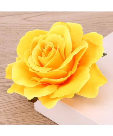 Lurrose 2 in 1 Large Yellow Rose Hairpin & Brooch - Stylish Flower Hair Clips for Women - Perfect for Parties - International Shipping Available - Buy Online on GoSupps.com