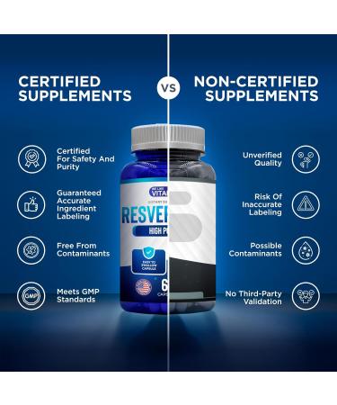 We Like Vitamins Resveratrol 1000mg per Serving - 60 Easy to Swallow Veggie Capsules - Natural Resveratrol Supplement 1000mg - Antioxidant Supplement Helps Support Immune System 60 Count (Pack of 1) - Buy Online on GoSupps.com