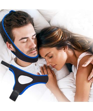 AMYMO Anti Snoring Chin Strap Comfortable Universal Anti Snoring Devices Adjustable Effective Stop (Blue)