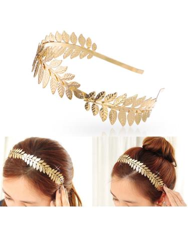 SALOCY Headbands Leaf Branch Bridal Hair Crown Head (Gold)