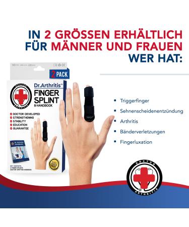 Dr. Arthritis Finger Bandage & Rail - Doctor-Designed Injury Protection for Small Middle Index Fingers - Black L/XL | International Shipping - Buy Online on GoSupps.com