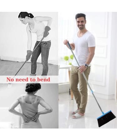 Broom and Dustpan Set 2022 - Heavy Duty 3ft Angle Broom for Indoor/Outdoor Cleaning - Long Handle Sweep Combo for Pet Hair, Garden, Kitchen - Blue - Buy Online on GoSupps.com