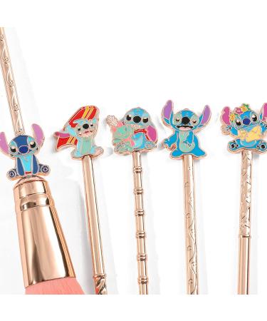 Boyigog 5Pcs Stitch Makeup Brush Set - Blue Theme Cosmetic Brushes for Powder, Eyeshadow, Blush, Lips - Portable Set with Brush Cleaner - Ideal Gift for Girls and Women - Buy Online on GoSupps.com