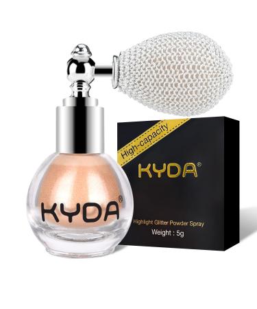 KYDA Highlighter Powder Spray, Glitter High Gloss Spray Shimmer Sparkle Powder Makeup Spray, for Face Body Cosmetic-Champagne Gold B-Champagne Gold