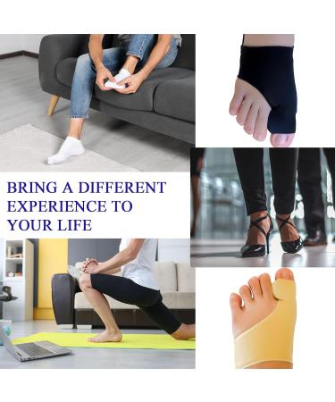 Bunion Sleeve Corrector for Men & Women | Big Toe Straightener & Pain Relief Gel Pads | Hallux Valgus Cushions - Day/Night Use (Black & Beige - Buy Online on GoSupps.com