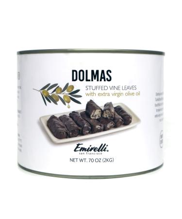 Emirelli Dolmas Stuffed Grape Leaves with Rice, Mediterranean Herbs in Extra Virgin Olive Oil  Super Tasty Ready to Eat Vegan Rolls - Traditional Turkish Recipe  Dolmades Can 4.37 Pound (Pack of 1)