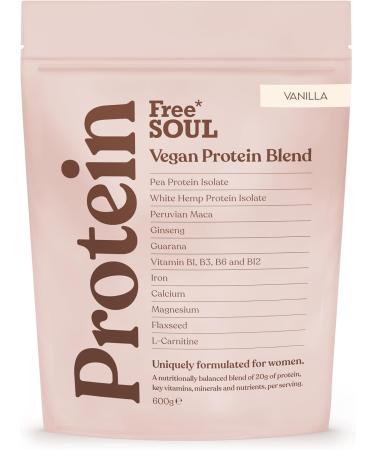 Free Soul Vegan Protein Powder for Women | 20 Servings | 20g Protein | Added Superfoods & Vitamins | Gluten & Soy Free Plant Based Protein Shake | Pea and Hemp Isolate Protein | 1.32Lb (Vanilla) - Buy Online on GoSupps.com