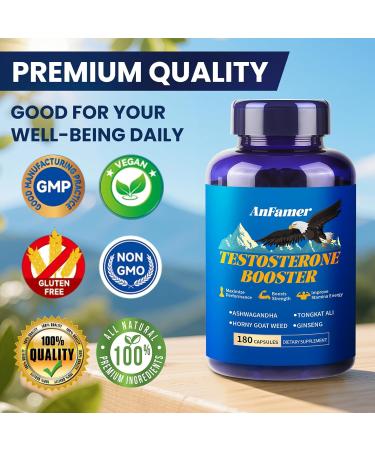Testosterone Booster for Men with Ashwagandha L-Arginine Tongkat Ali Tribulus Natural Testosterone Supplement for Men Workout Strength Booster Performance and Building Muscle 180 Capsules - Buy Online on GoSupps.com