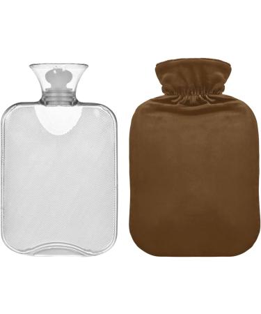 Brown Hot Water Bottle with Cover - Pain Relief & Bed Warmer for Cramps - 2L International Shipping - Buy Online on GoSupps.com