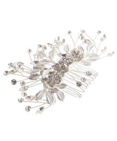 DOITOOL Bridal Hair Comb Hair Comb Pearl Hair Accessories for Women Flower Decor Hair Decorations Hair Accessories for Women Wedding Rhinestone Decor Wedding Decor Hair up Bride Fine Alloy