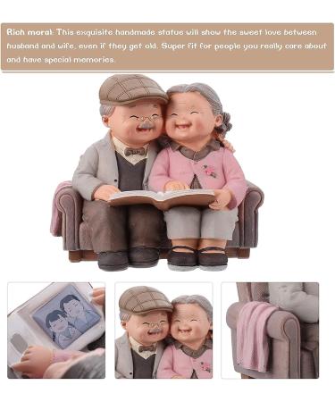 Loving Elderly Couple Figurines - Resin Grandparents Statue for Wedding Anniversary & Home Decor (Reading Style) - Buy Online on GoSupps.com