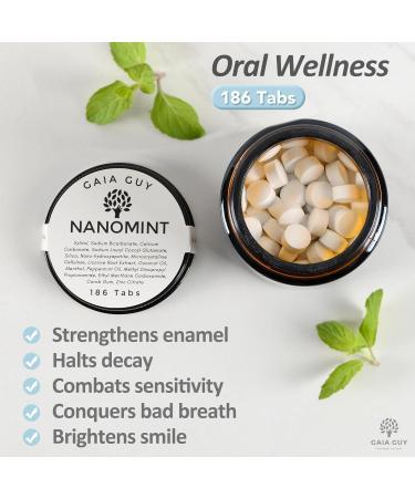 Gaia Guy | NanoMint Fluoride Free Toothpaste | Nano-Hydroxyapatite Remineralizing Toothpaste Tablets - Nano Hydroxyapatite (nHA) Plastic Free Eco-Friendly Glass Jar | 186 Tabs - Buy Online on GoSupps.com