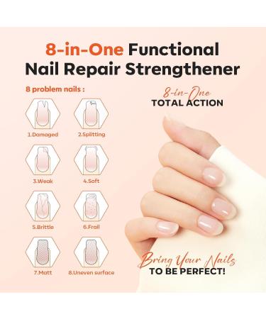 Modelones 15ml 8-in-1 Nail Strengthener & Ridge Filling Base Coat Nail Polish Repair and Growth Kit Treatment for Thin and Damaged Nails Milky White - Buy Online on GoSupps.com