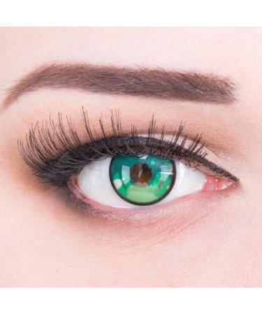 Meralens Anime Arc 3 Green Colored Contact Lenses | Crazy Fun Annual Lenses for Carnival Halloween & Cosplay | Free Lens Tank | Top Quality 0.0 Diopters - Buy Online on GoSupps.com