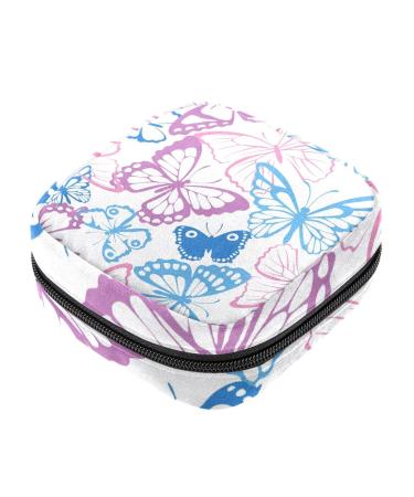 Guantierendiy Colorful Butterfly Print Sanitary Napkin Storage Bag Large Capacity Menstrual Cup Pouch Girls Travel Portable Small Makeup Sanitary Pads Organizer Color 13