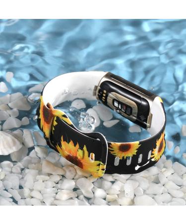 Ouwegaga Compatible Fitbit Charge 5 Bands for Women - Small Black Sunflower - Buy Online on GoSupps.com