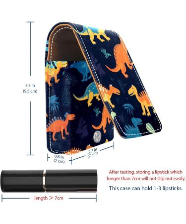 Travel Lipstick Organizer Case | Portable Makeup Bag with Mirror | Cartoon Colored Dinosaurs Design - Shop Now - Buy Online on GoSupps.com
