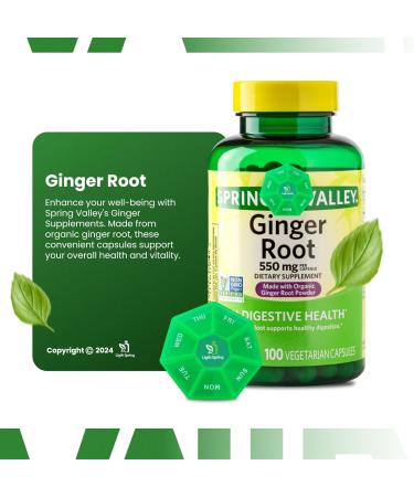Ginger Root 550 mg 100 Vegetarian Capsules with Bundle Exclusive Vitamins & Minerals - A to Z - Better Ligth&Spring Guide - Buy Online on GoSupps.com