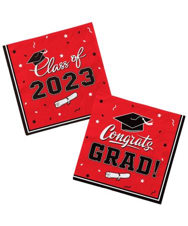 Gatherfun Graduation Party Disposable Napkins Paper Napkins for College High School Graduation 3-Ply 50 Pack Red