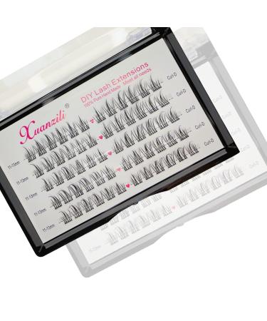 Lash Clusters  D Curl  0.07mm Thickness  11-13mm Mixed  60 Individual Sunflower Eyelash Clusters - Natural Looking False Eyelashes - DIY Eyelash Extensions Kit for Salon-Quality Results at Home (11-13mm  D-0.07) 11-13mm ...