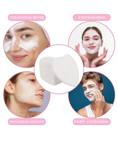 60 White Compressed Heart Makeup Sponges - Reusable Face Cleaning & Peeling Sponges for Deep Cleaning & Makeup Removal - Buy Online on GoSupps.com