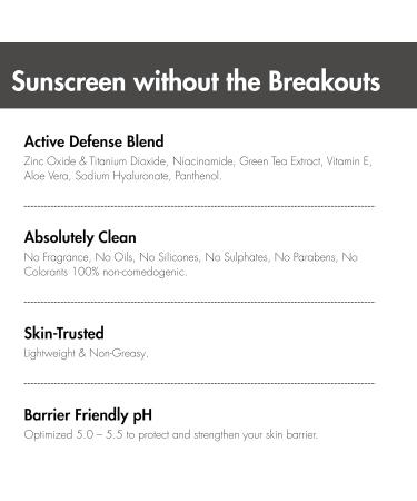 Breakout-Free Mineral SPF 50 Face Sunscreen Zinc Oxide Non-Comedogenic Broad-Spectrum UVA/UVB Protection for Sensitive & Acne-Prone Skin | Lightweight Hydrating Matte Finish & Water-Resistant 52G - Buy Online on GoSupps.com