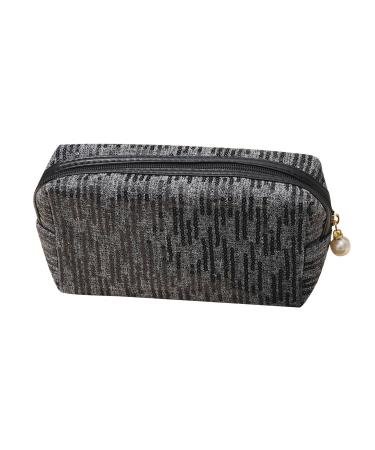 New Embroidered Sequin Makeup Bag with Large Capacity High Appearance Cute Portable Storage Bag Washing Bag (Black)