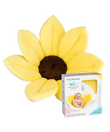 Blooming Bath - The Original Flower Bath Pad for Newborns - Ultrasoft, Plush Sink Bathtub Cushion for Babies 0-6 Months - Canary Yellow