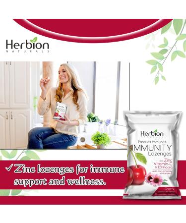 Herbion Naturals Immunity Lozenges - Zinc Vitamin-C & Echinacea - 5 Packs 25ct Each - Delicious Cherry Flavor - For Adults & Kids 6+ - Buy Online on GoSupps.com