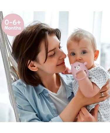 MCGMITT BPA-Free Teething Toy for Babies 0-6 Months - Earthy Pink Silicone Wrist Teether for Soothing Pain Relief - Buy Online on GoSupps.com