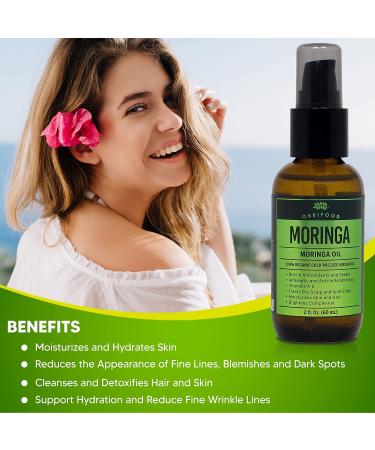 Orbifood Organic Moringa Oil 60ml - USDA Certified, Made in USA - Cold Pressed Virgin Oil for Skin, Hair & Nails - Hydrating & Antioxidant-Rich - Buy Online on GoSupps.com