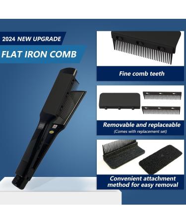 Flat Iron Comb Attachment Clip On - 500 F High Temp Hair Styling Tool for Professional & Home Use (Black - Buy Online on GoSupps.com