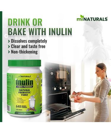 Pure Inulin Fiber Powder Natural Prebiotic Fibre Supplement Clear and Taste Free Increases good bacteria Chicory Root - 250 DOSES - 648 grams - by miNATURALS - Buy Online on GoSupps.com
