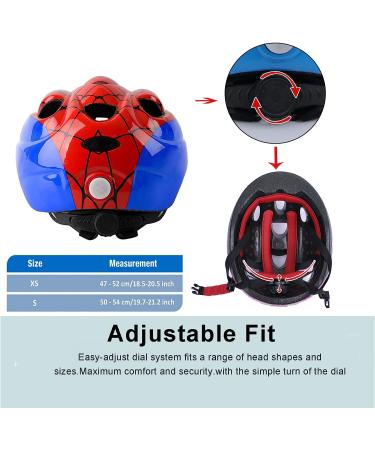 ATPHFETY Kids Toddler Bike Helmet | Adjustable Boys Girl Helmets | Ages 1-8 | Multi-Sport for Bicycle Skate Scooter | LED Light | S 50-54cm | Spider Design - Buy Online on GoSupps.com
