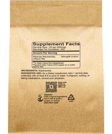 Niacinamide (8oz) Flush-Free Vitamin B3 Powder - 100% Pure Original Ingredients - Dietary Supplement 8 Ounce - Buy Online on GoSupps.com