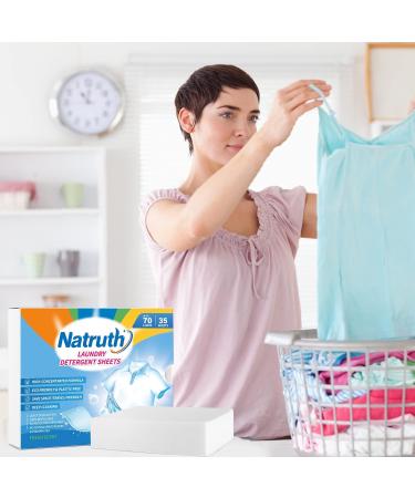 NATRUTH Natural Laundry Detergent Sheets - 35 Fresh Scented Biodegradable Strips for 70 Loads - Travel-Friendly & Plastic-Free - Buy Online on GoSupps.com