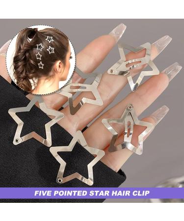 Star Snap Hair Clips 50 Pcs Silver Star Hair Clips Barrettes Small Metal Stars Snap Hairclips Barrette Accessories for Girls Women - Buy Online on GoSupps.com