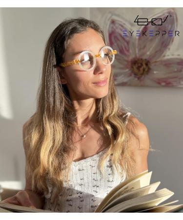 Eyekepper Round Reading Glasses for Women - Retro Yellow/Tortoise Eyeglasses +2.00 Diopters - Stylish & Comfortable Readers - Buy Online on GoSupps.com
