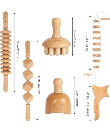 Bictive Professional Maderotherapy Set - 6-Piece Lymphatic Drainage & Anti-Cellulite Massage Tools Wooden Massager & Cellulite Scooter - Buy Online on GoSupps.com